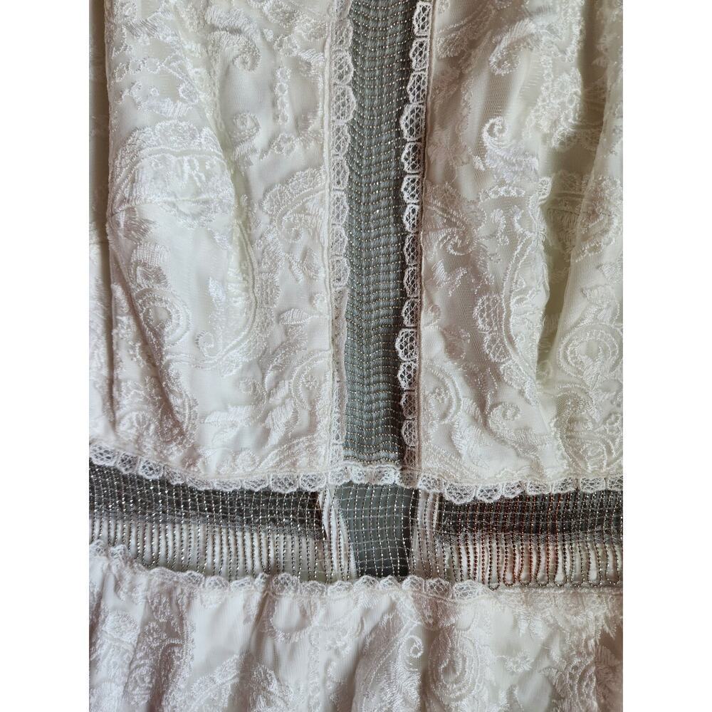 NWT Tadashi Shoji Deep Lagoon Lace Chain Mesh Gown Size 12 Ivory #2A503 - Picture 7 of 12